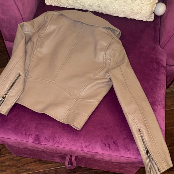 Blank NYC Taupe Leather Jacket with Removable Hood XS Women’s Coat XS - Picture 12 of 12